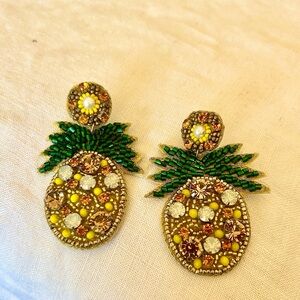 NWOT.  Rhinestone designed sparkling and fun pineapple earrings.
